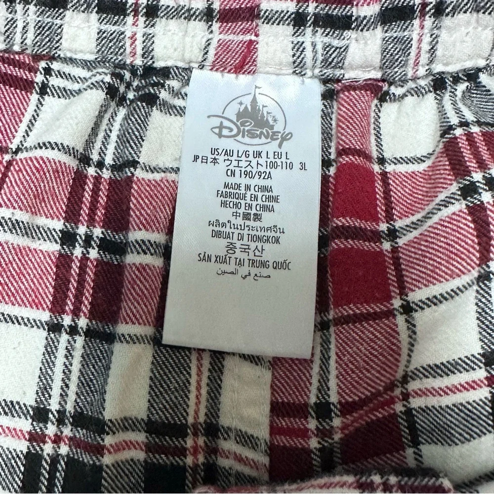 Disney Plaid Pajama Pants with Mickey Mouse Patch Size Lg - Picture 4 of 4